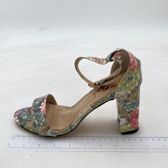 FSJ Flower Chunky Block Heel Open Toe Sandals Ankle Strap Buckle Comfort Shoes - Picture 1 of 7